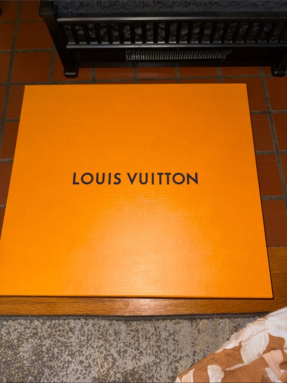 Louis Vuitton Bright Orange Gift Box with Black Logo